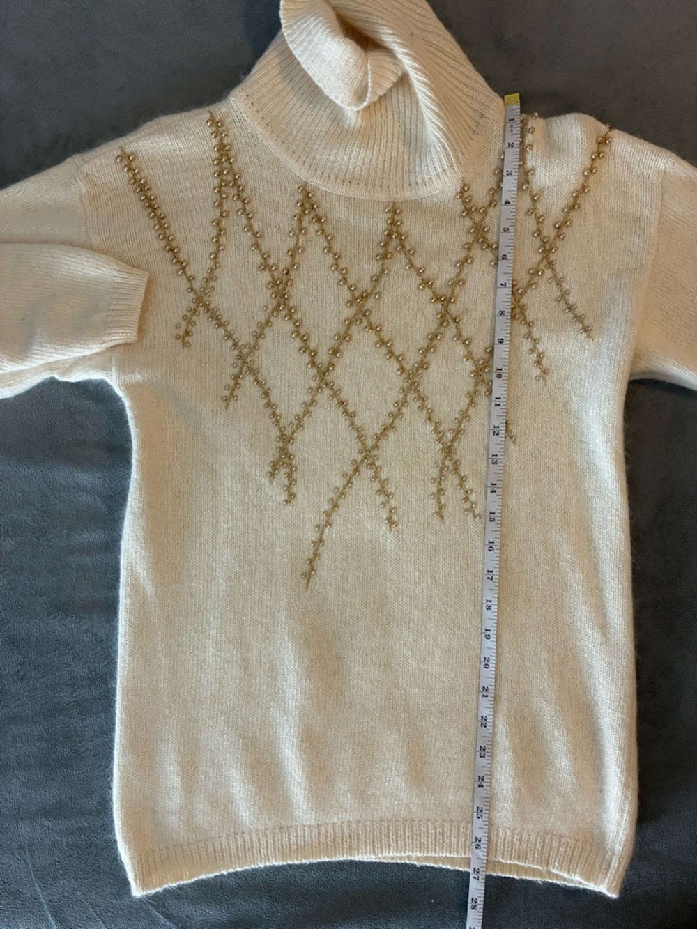 Vintage Santoria Silk, Angora Rabbit Hair, & Lambswool Blend Beaded Sweater - Picture 8 of 9